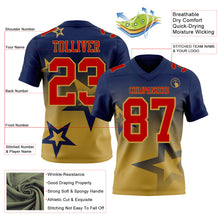 Laden Sie das Bild in den Galerie-Viewer, Custom Navy Red-Old Gold Authentic Star Gradient 7V7 Flag Football Jersey
