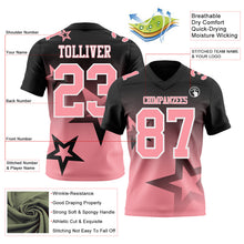 Laden Sie das Bild in den Galerie-Viewer, Custom Black Medium Pink-White Authentic Star Gradient 7V7 Flag Football Jersey
