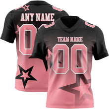 Laden Sie das Bild in den Galerie-Viewer, Custom Black Medium Pink-White Authentic Star Gradient 7V7 Flag Football Jersey

