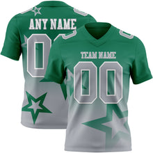 Laden Sie das Bild in den Galerie-Viewer, Custom Kelly Green Gray-White Authentic Star Gradient 7V7 Flag Football Jersey
