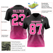 Laden Sie das Bild in den Galerie-Viewer, Custom Black Pink-White Authentic Fluid Wave Line Fade 7V7 Flag Football Jersey

