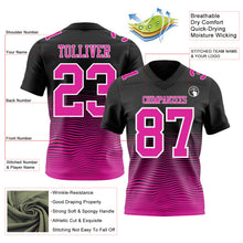 Laden Sie das Bild in den Galerie-Viewer, Custom Black Deep Pink-White Authentic Fluid Wave Line Fade 7V7 Flag Football Jersey

