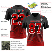 Laden Sie das Bild in den Galerie-Viewer, Custom Black Red-White Authentic Fluid Wave Line Fade 7V7 Flag Football Jersey
