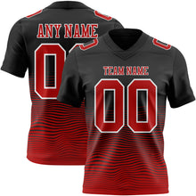 Laden Sie das Bild in den Galerie-Viewer, Custom Black Red-White Authentic Fluid Wave Line Fade 7V7 Flag Football Jersey
