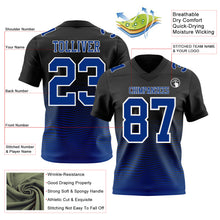 Laden Sie das Bild in den Galerie-Viewer, Custom Black Royal-White Authentic Fluid Wave Line Fade 7V7 Flag Football Jersey
