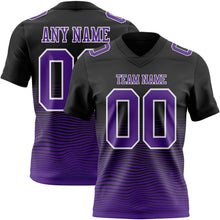 Laden Sie das Bild in den Galerie-Viewer, Custom Black Purple-White Authentic Fluid Wave Line Fade 7V7 Flag Football Jersey
