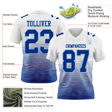 Laden Sie das Bild in den Galerie-Viewer, Custom White Royal-Light Blue Authentic Fluid Wave Line Fade 7V7 Flag Football Jersey
