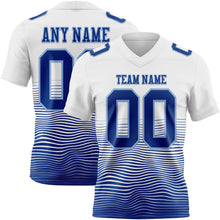 Laden Sie das Bild in den Galerie-Viewer, Custom White Royal-Light Blue Authentic Fluid Wave Line Fade 7V7 Flag Football Jersey
