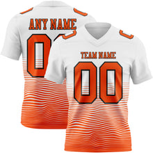 Laden Sie das Bild in den Galerie-Viewer, Custom White Orange-Black Authentic Fluid Wave Line Fade 7V7 Flag Football Jersey
