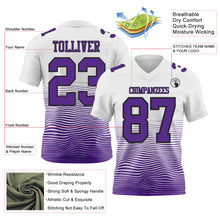 Laden Sie das Bild in den Galerie-Viewer, Custom White Purple-Black Authentic Fluid Wave Line Fade 7V7 Flag Football Jersey
