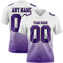 Laden Sie das Bild in den Galerie-Viewer, Custom White Purple-Black Authentic Fluid Wave Line Fade 7V7 Flag Football Jersey
