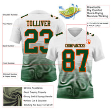 Laden Sie das Bild in den Galerie-Viewer, Custom White Green-Orange Authentic Fluid Wave Line Fade 7V7 Flag Football Jersey
