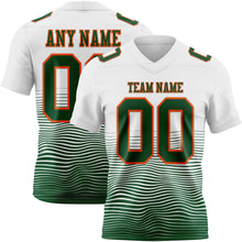 Laden Sie das Bild in den Galerie-Viewer, Custom White Green-Orange Authentic Fluid Wave Line Fade 7V7 Flag Football Jersey
