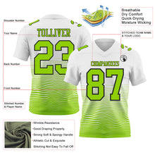 Laden Sie das Bild in den Galerie-Viewer, Custom White Neon Green-Black Authentic Fluid Wave Line Fade 7V7 Flag Football Jersey
