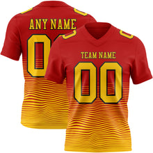 Laden Sie das Bild in den Galerie-Viewer, Custom Red Yellow-Black Authentic Fluid Wave Line Fade 7V7 Flag Football Jersey

