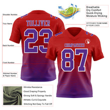 Laden Sie das Bild in den Galerie-Viewer, Custom Red Purple-White Authentic Fluid Wave Line Fade 7V7 Flag Football Jersey
