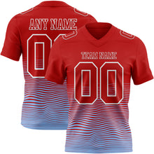 Laden Sie das Bild in den Galerie-Viewer, Custom Red Light Blue-White Authentic Fluid Wave Line Fade 7V7 Flag Football Jersey
