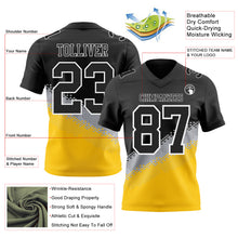 Laden Sie das Bild in den Galerie-Viewer, Custom Black Gray Yellow-White Authentic Geometric Gradient 7V7 Flag Football Jersey
