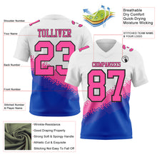Загрузить изображение в средство просмотра галереи, Custom White Pink Thunder Blue-Black Authentic Geometric Gradient 7V7 Flag Football Jersey
