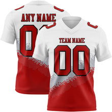 Laden Sie das Bild in den Galerie-Viewer, Custom White Red Gray-Black Authentic Geometric Gradient 7V7 Flag Football Jersey
