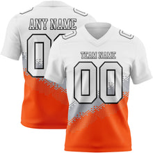 Laden Sie das Bild in den Galerie-Viewer, Custom White Gray Orange-Black Authentic Geometric Gradient 7V7 Flag Football Jersey
