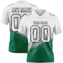 Laden Sie das Bild in den Galerie-Viewer, Custom White Gray Kelly Green-Black Authentic Geometric Gradient 7V7 Flag Football Jersey
