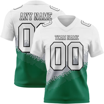 Custom White Gray Kelly Green-Black Authentic Geometric Gradient 7V7 Flag Football Jersey