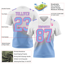 Laden Sie das Bild in den Galerie-Viewer, Custom White Light Blue Gray-Pink Authentic Geometric Gradient 7V7 Flag Football Jersey
