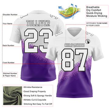 Custom White Medium Purple Purple-Black Authentic Geometric Gradient 7V7 Flag Football Jersey