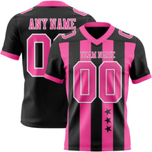 Загрузить изображение в средство просмотра галереи, Custom Black Pink-White Authentic Stars And Stripes 7V7 Flag Football Jersey
