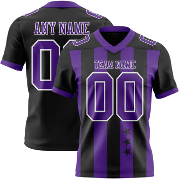 Custom Black Purple-White Authentic Stars And Stripes 7V7 Flag Football Jersey