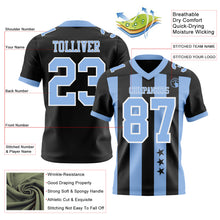 Laden Sie das Bild in den Galerie-Viewer, Custom Black Light Blue-White Authentic Stars And Stripes 7V7 Flag Football Jersey
