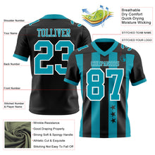 Laden Sie das Bild in den Galerie-Viewer, Custom Black Teal-White Authentic Stars And Stripes 7V7 Flag Football Jersey
