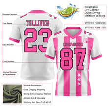 Laden Sie das Bild in den Galerie-Viewer, Custom White Pink-Black Authentic Stars And Stripes 7V7 Flag Football Jersey
