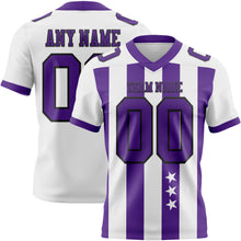 Laden Sie das Bild in den Galerie-Viewer, Custom White Purple-Black Authentic Stars And Stripes 7V7 Flag Football Jersey
