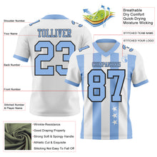 Laden Sie das Bild in den Galerie-Viewer, Custom White Light Blue-Black Authentic Stars And Stripes 7V7 Flag Football Jersey
