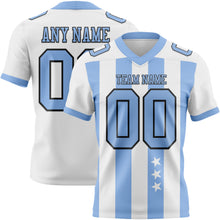 Laden Sie das Bild in den Galerie-Viewer, Custom White Light Blue-Black Authentic Stars And Stripes 7V7 Flag Football Jersey
