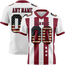 Laden Sie das Bild in den Galerie-Viewer, Custom White Vintage USA Flag Crimson-Black Authentic Stars And Stripes 7V7 Flag Football Jersey
