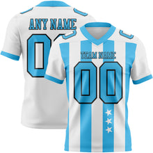 Charger l'image dans la galerie, Custom White Sky Blue-Black Authentic Stars And Stripes 7V7 Flag Football Jersey
