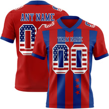 Laden Sie das Bild in den Galerie-Viewer, Custom Red USA Flag Royal-White Authentic Stars And Stripes 7V7 Flag Football Jersey

