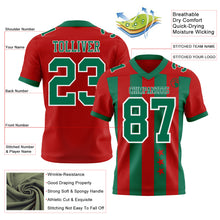Загрузить изображение в средство просмотра галереи, Custom Red Kelly Green-White Authentic Stars And Stripes 7V7 Flag Football Jersey
