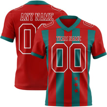 Charger l'image dans la galerie, Custom Red Teal-White Authentic Stars And Stripes 7V7 Flag Football Jersey
