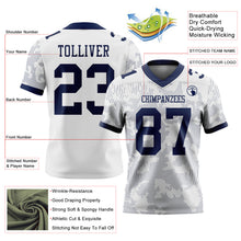 Laden Sie das Bild in den Galerie-Viewer, Custom White-Navy Authentic Abstract Fluid Line 3D Pattern 7V7 Flag Football Jersey
