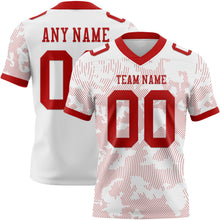 Laden Sie das Bild in den Galerie-Viewer, Custom White-Red Authentic Abstract Fluid Line 3D Pattern 7V7 Flag Football Jersey
