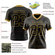 Laden Sie das Bild in den Galerie-Viewer, Custom Black-Old Gold Authentic Abstract Fluid Line 3D Pattern 7V7 Flag Football Jersey
