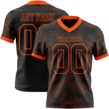 Laden Sie das Bild in den Galerie-Viewer, Custom Black-Orange Authentic Abstract Fluid Line 3D Pattern 7V7 Flag Football Jersey
