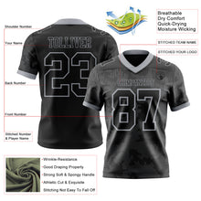 Laden Sie das Bild in den Galerie-Viewer, Custom Black-Gray Authentic Abstract Fluid Line 3D Pattern 7V7 Flag Football Jersey
