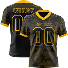 Laden Sie das Bild in den Galerie-Viewer, Custom Black-Gold Authentic Abstract Fluid Line 3D Pattern 7V7 Flag Football Jersey
