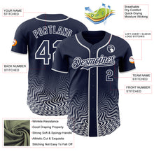 Laden Sie das Bild in den Galerie-Viewer, Custom Navy-White Fluid Wave Psychedelic Swirl Authentic Baseball Jersey
