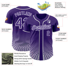 Laden Sie das Bild in den Galerie-Viewer, Custom Purple-White Fluid Wave Psychedelic Swirl Authentic Baseball Jersey
